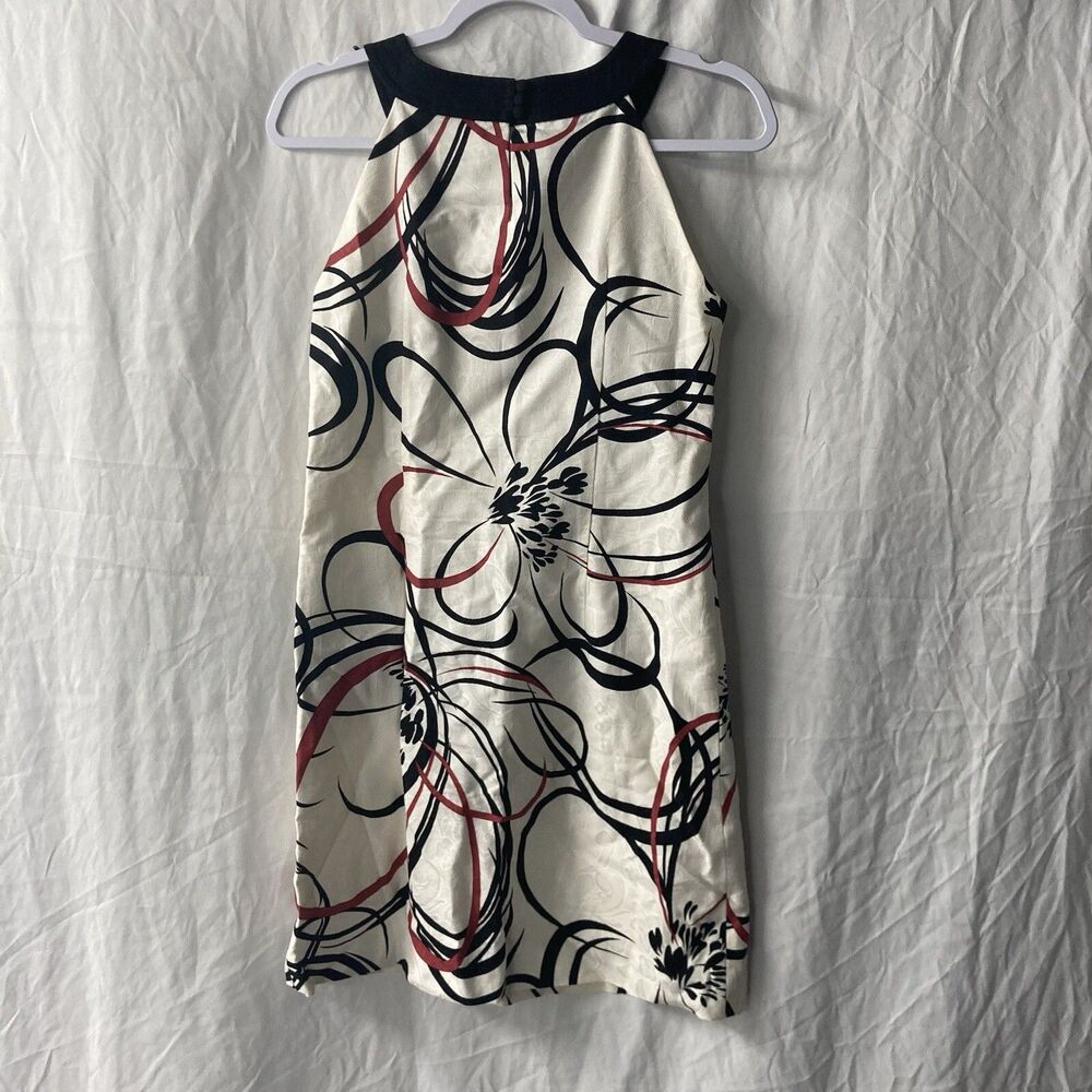 ANN TAYLOR white black red floral sleeveless shift dress 6P - Picture 5 of 9